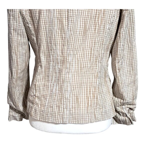 CAbi Blazer Jacket Womens SIze M Tan White Plaid Seersucker - Picture 7 of 13